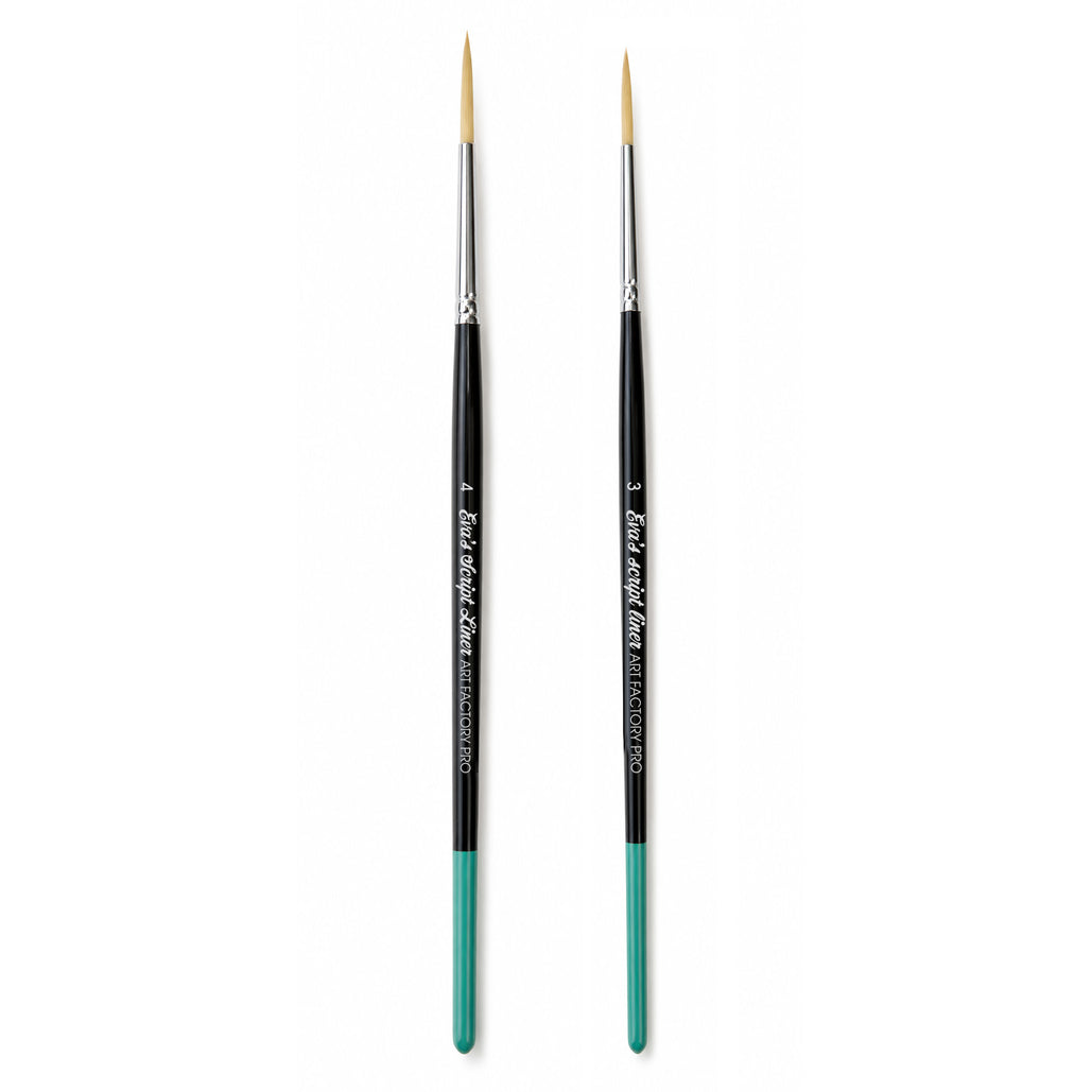 Eva's Script Liner Face Painting Brush Set (# 3 & 4) | Art Factory Pro by Eva Wheeldon