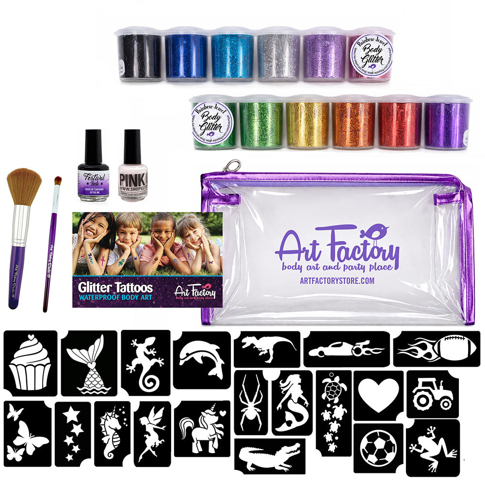 All-in-One Pro Glitter Tattoo Kit — 100 Tattoos (Artist-Tested, Event-Ready)