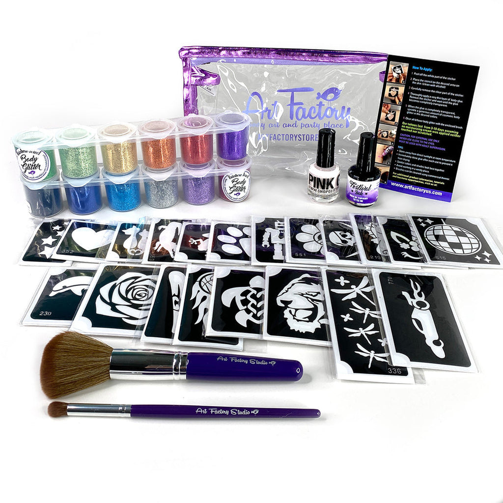 All-in-One Pro Glitter Tattoo Kit — 100 Tattoos (Artist-Tested, Event-Ready)